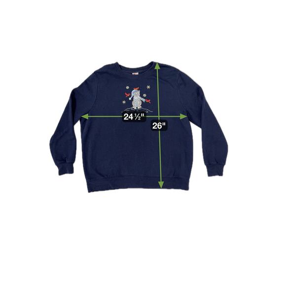 Embroidered Winter Holiday Cat Sweatshirt | Grannycore Christmas Navy Gray | XL - Picture 7 of 7